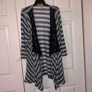 3/4 sleeve navy blue and lights blue cardigan